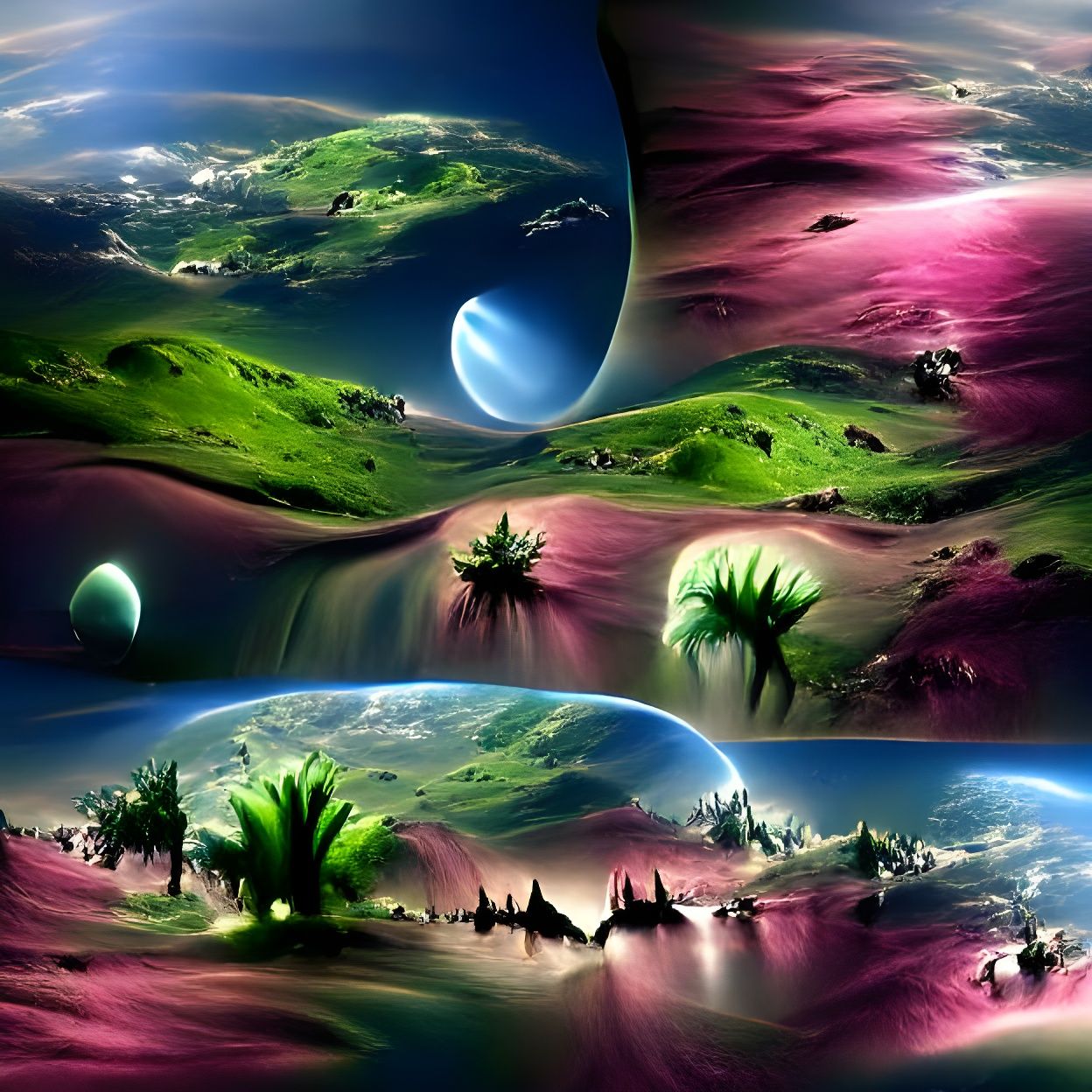 Beautiful alien planet in space