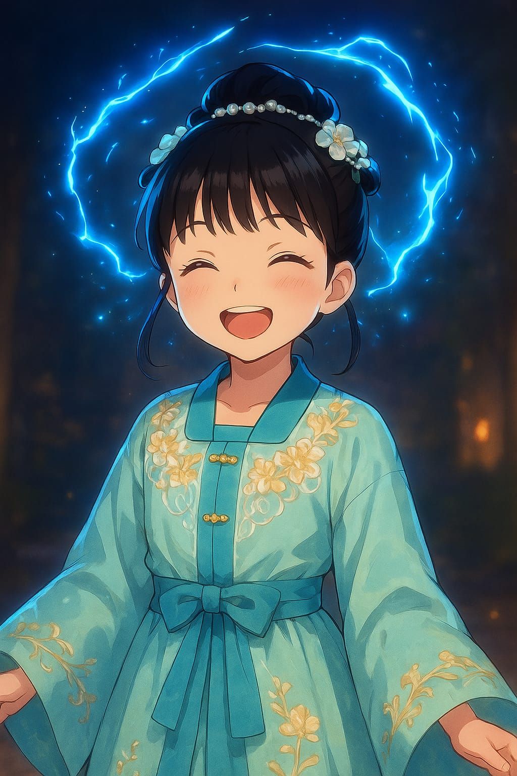 Magical Joy in Turquoise Hanbok