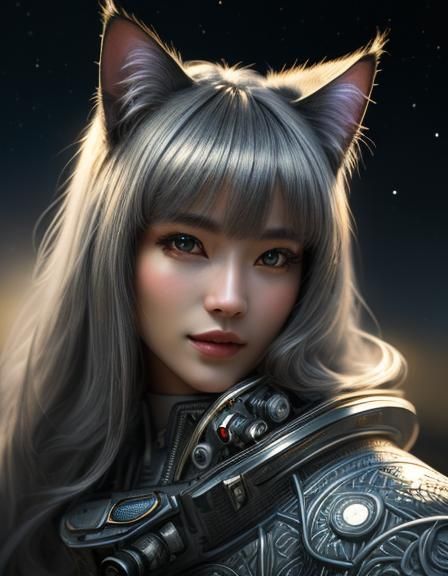 CatGirl in Space 4 - AI Generated Artwork - NightCafe Creator