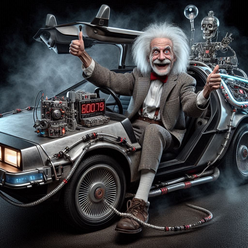 Albert Einstein in Delorean, B-96713
