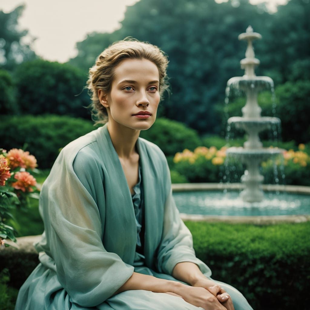 Ethereal Garden Portrait in Elegant Style