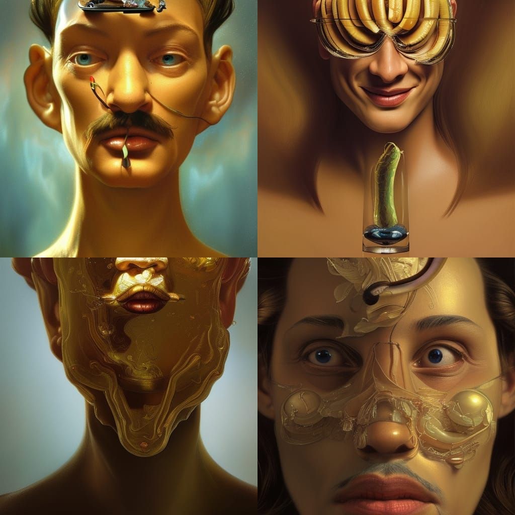a face made of bananas style the persistence of memory by Sa...