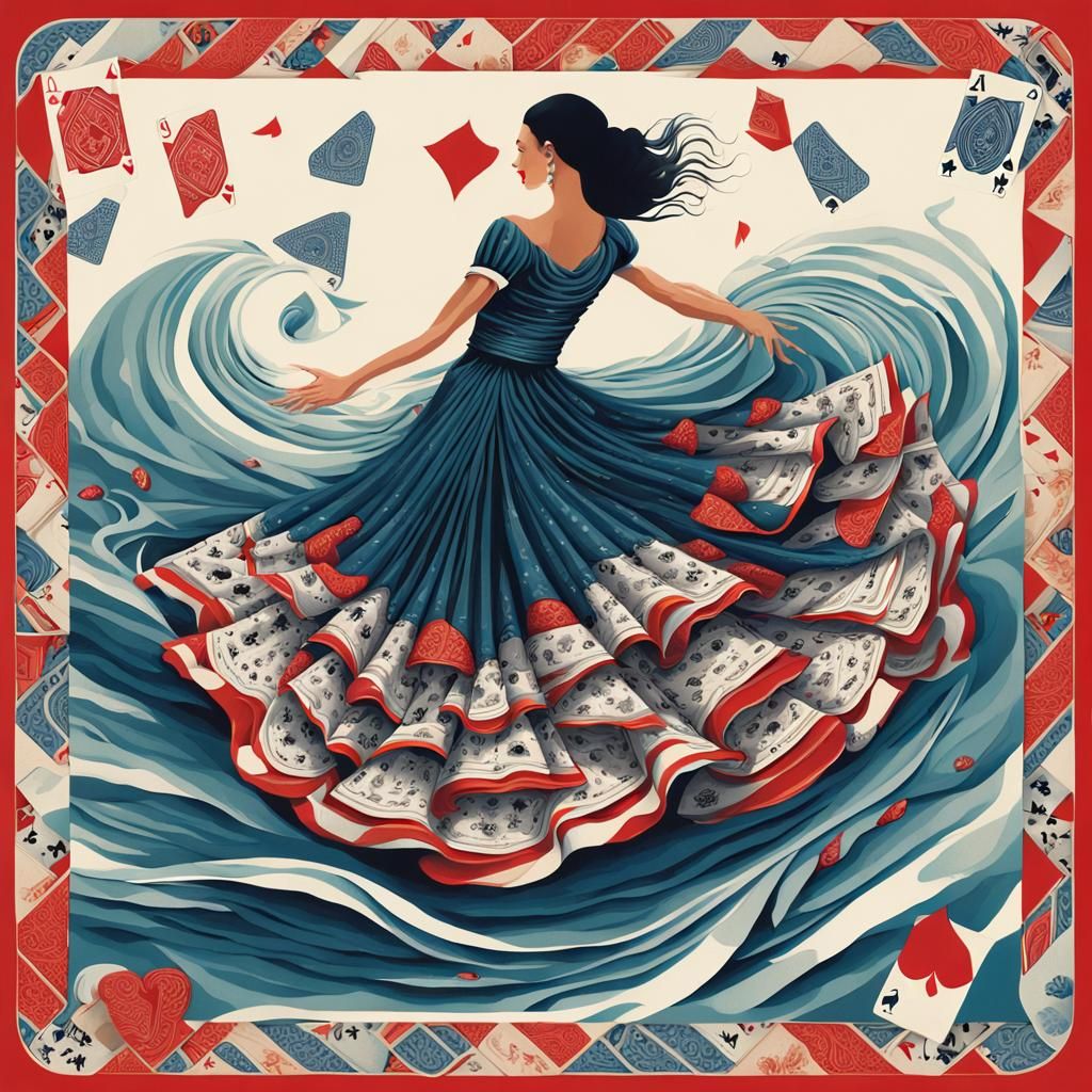 Flamenco Dancer's Card Dress Creates Enchanting Sea