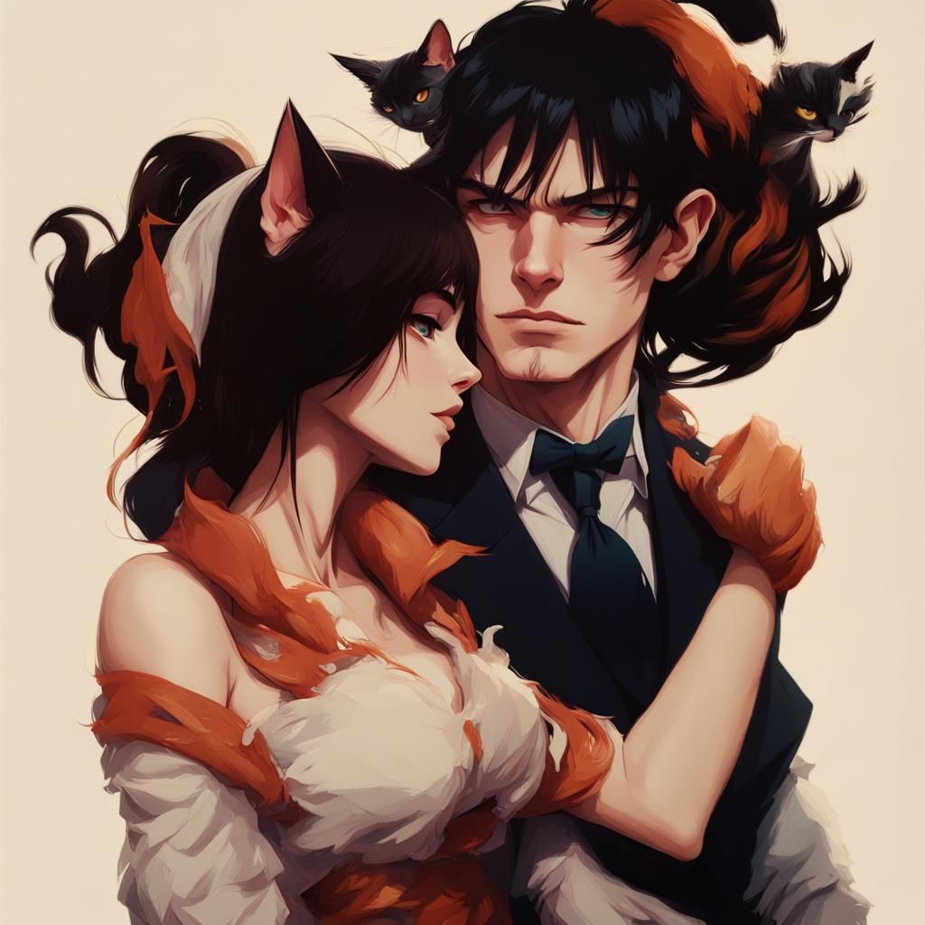 A Couple of Quarrelsome Cats