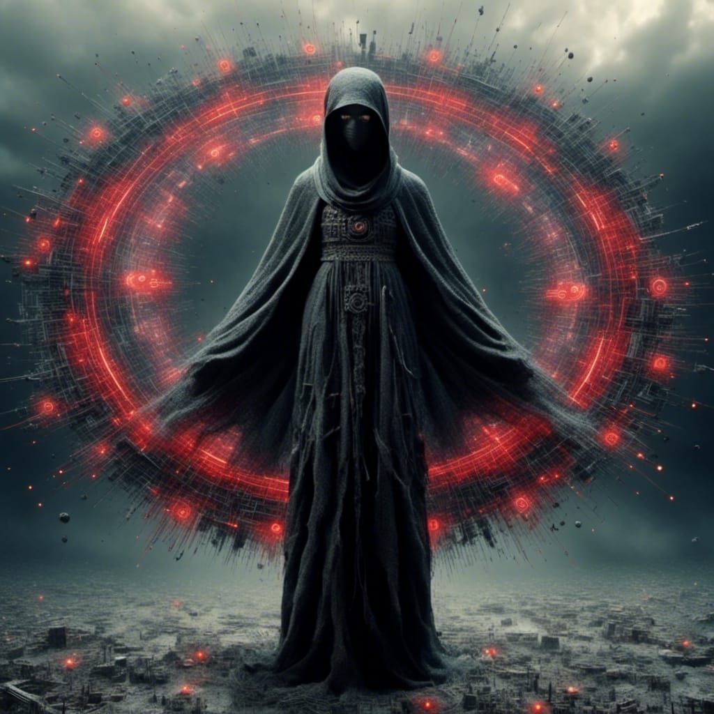 Cyberpunk Burqa Heroine in Nanotech Armor