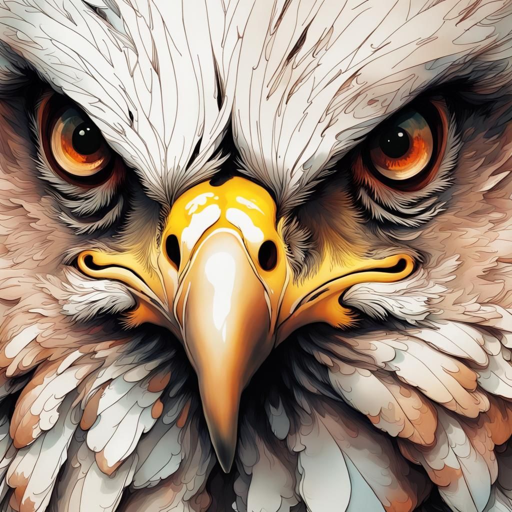 stunning interesting buzzard, beautiful | beautiful round reflective eyes | Hyper realistic cartoonish ...  by @Buzz