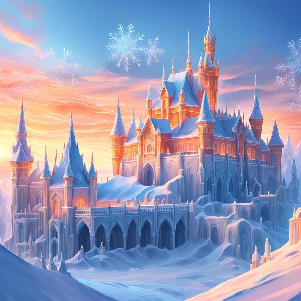 A fantastic icy kingdom buried under luminous snow
