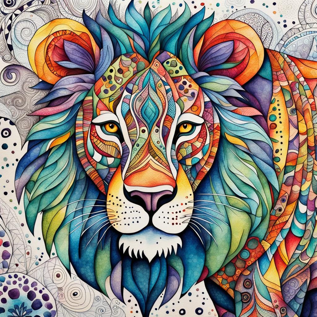 Vibrant Zentangle Art of African Wildlife