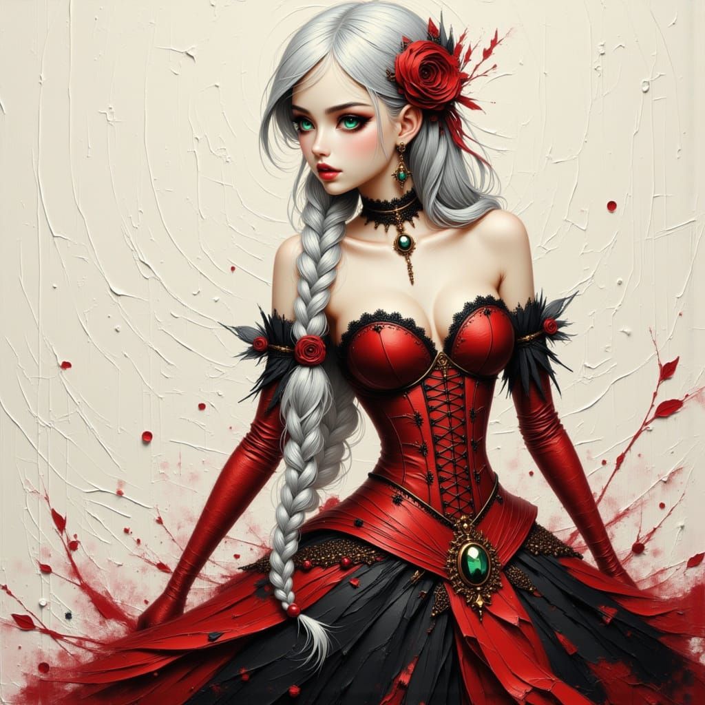 Beautiful Anime Woman in Steampunk Gothic Corset