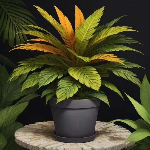 A vibrant and eye-catching photograph of a Codiaeum variegat...