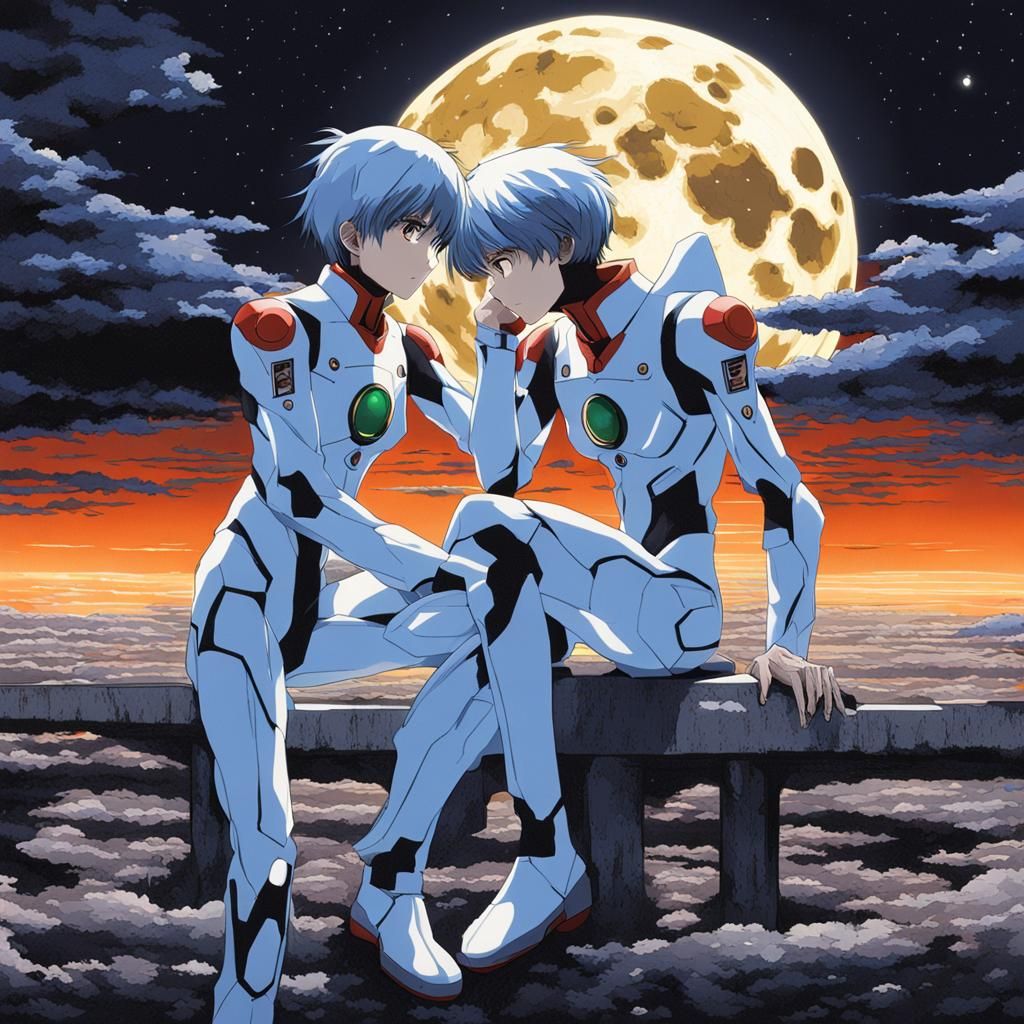 Rei Ayanami and Shinji Ikari from Evangelion in their plug suits in ...