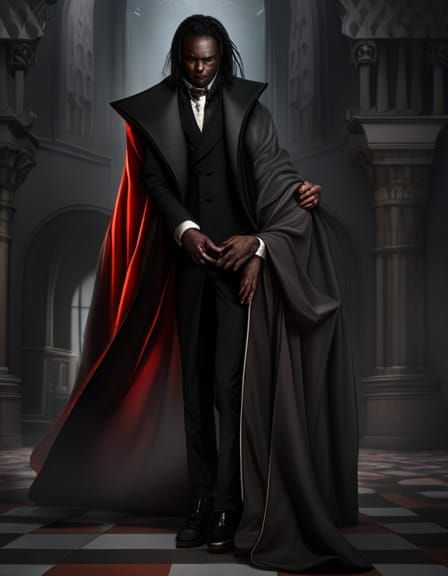 black american male vampire of darkness, Dracula, black hair, dark skin ...