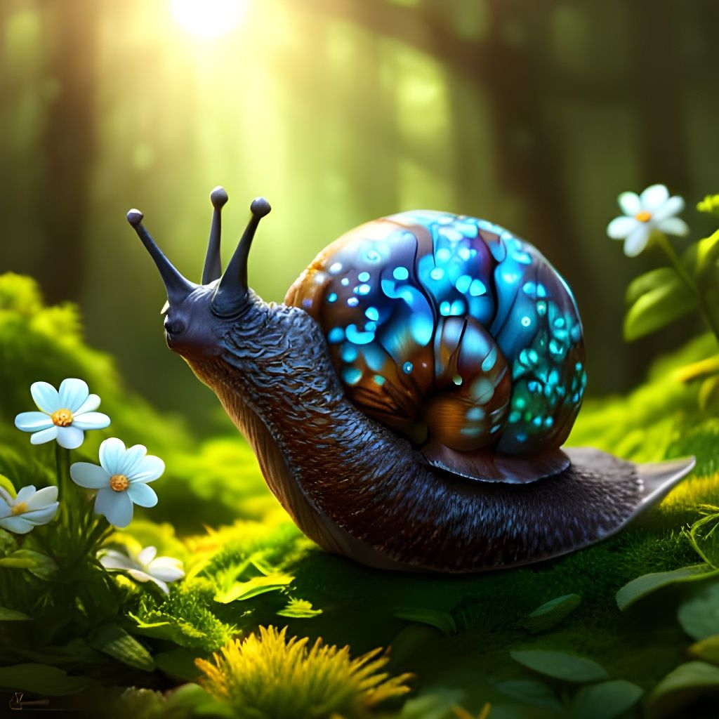 Snail with a bioluminescent shell  by @-Buttercupgiant-