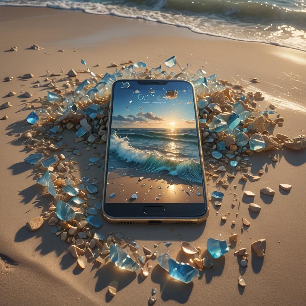 Smartphone Beach Scene in Golden Light