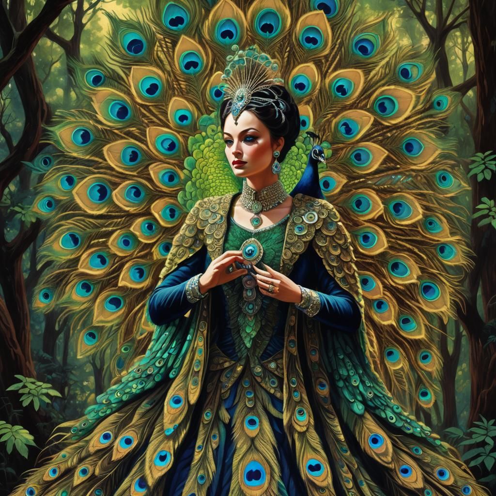 Peacock Lady - AI Generated Artwork - NightCafe Creator