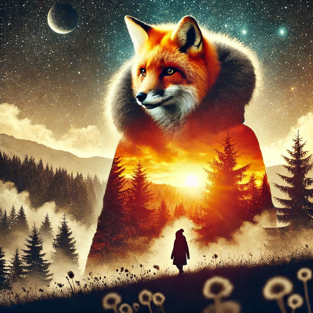 double exposure beautiful fantasy DALL-E 3 portrait landscape..