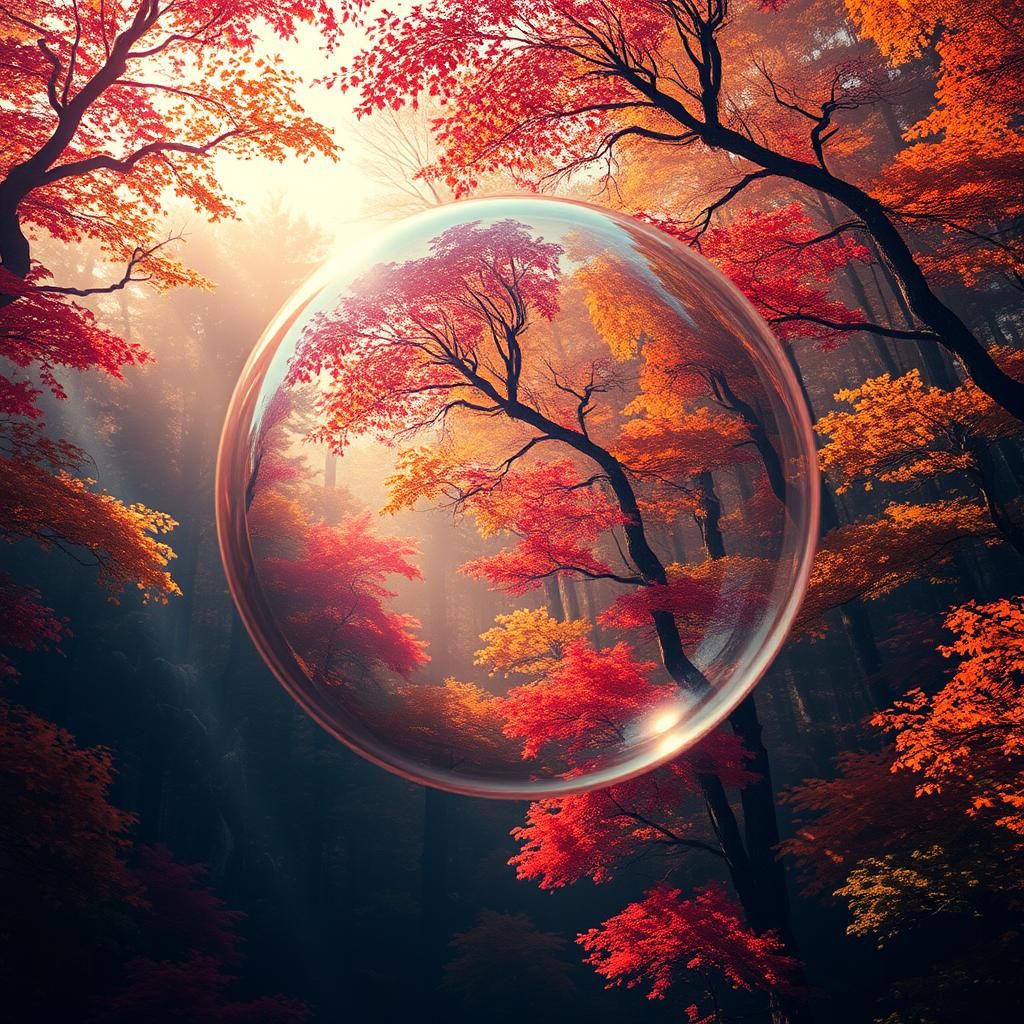 Vibrant & beautiful autumn forest inside a bubble  by @Ryota Muranaka