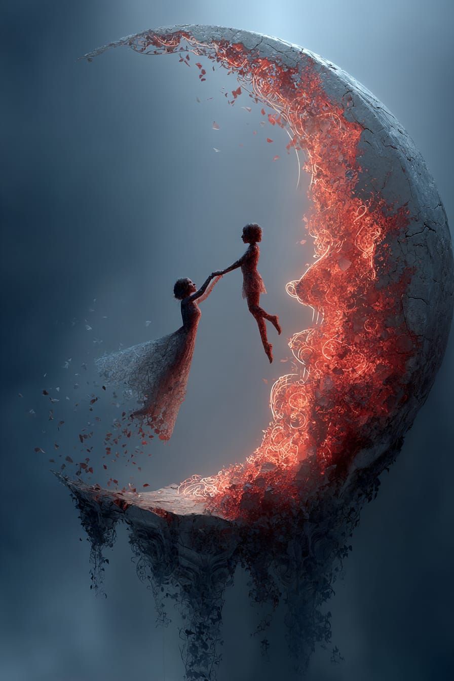 The Moon’s Fractured Embrace