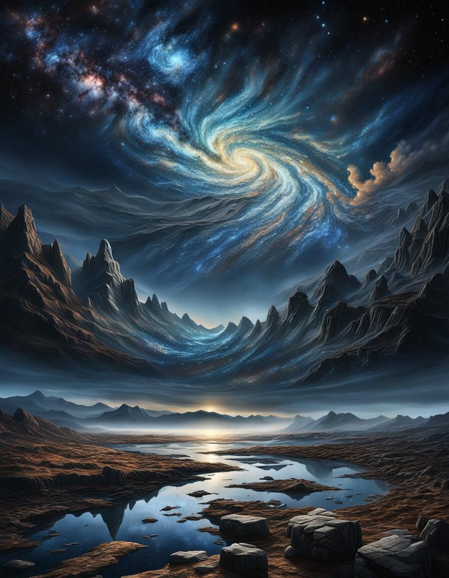Realist painting using Impasto technique, Emotional Star Map...