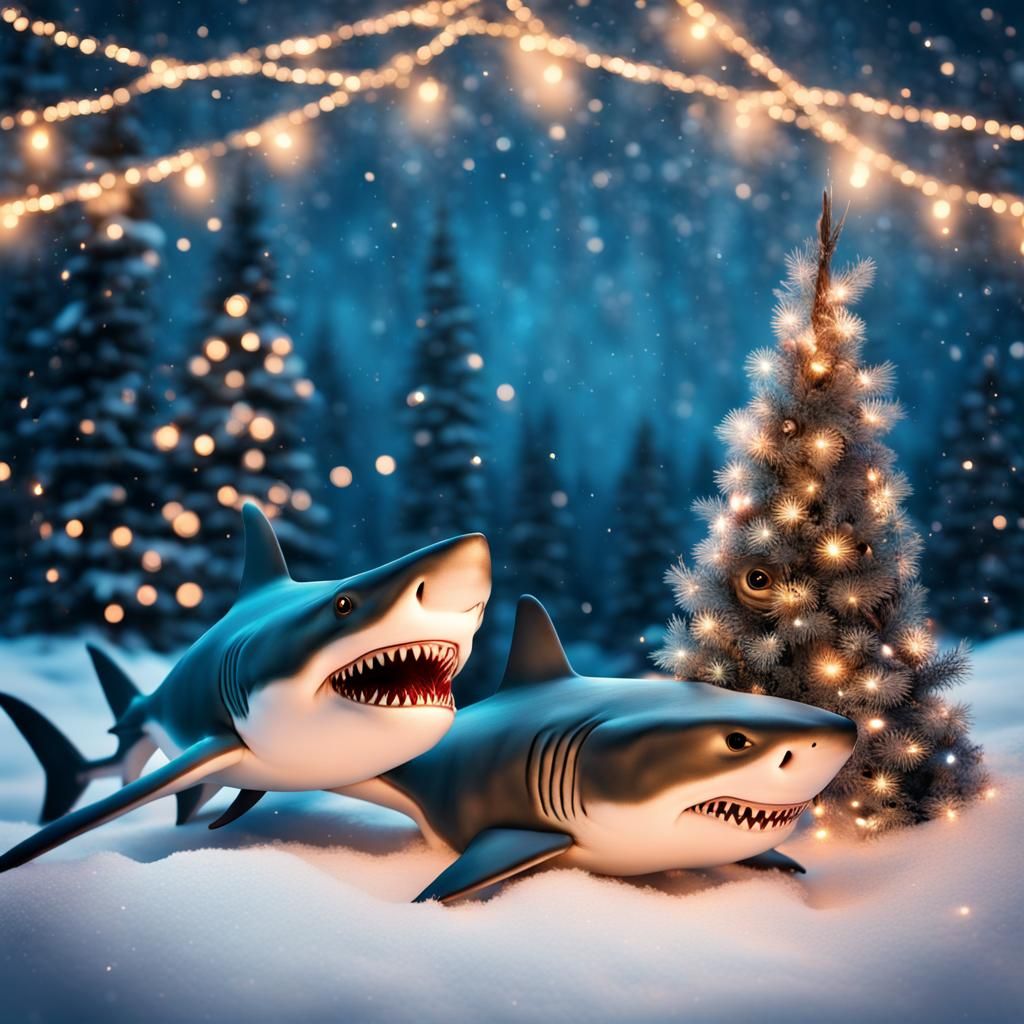 Christmas sharks AI Generated Artwork NightCafe Creator