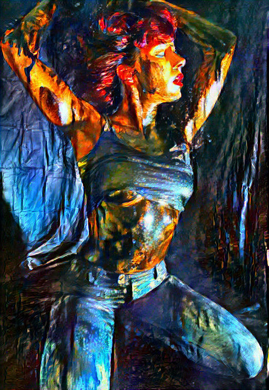 A girl with her (skirt) pulled high 👕😉