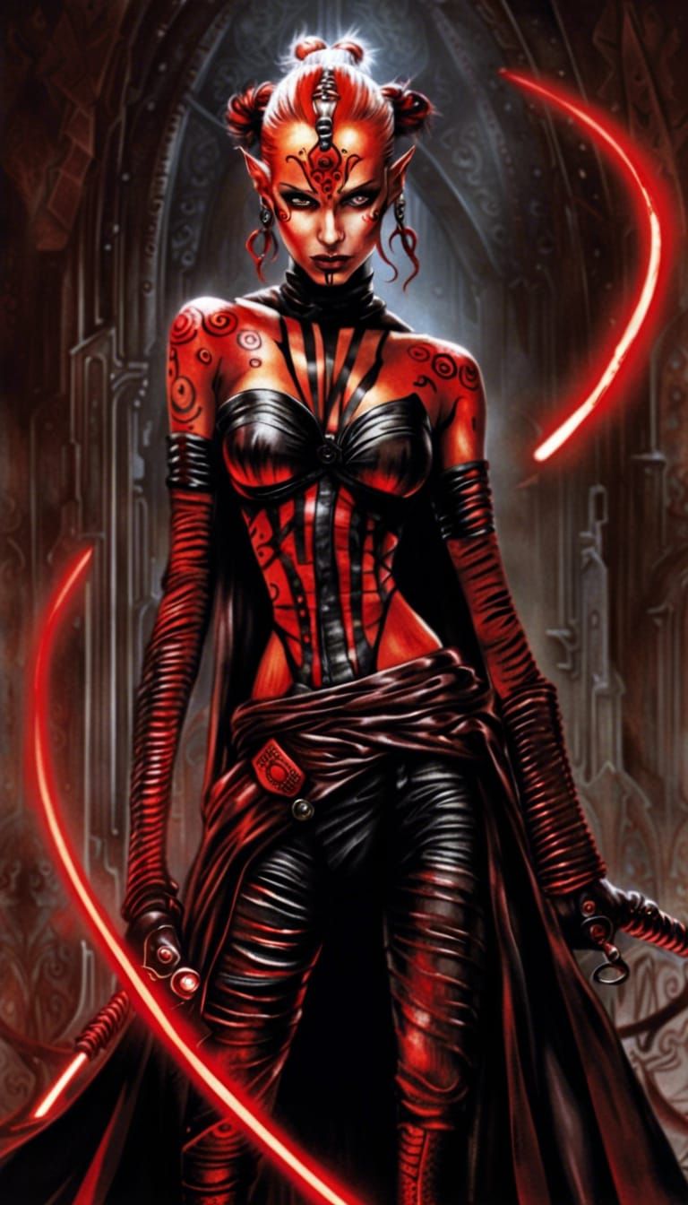 Darth Talon's Dynamic poss like fashion model with her light...