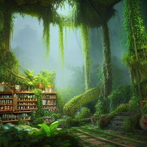 overgrown jungle grocery store
