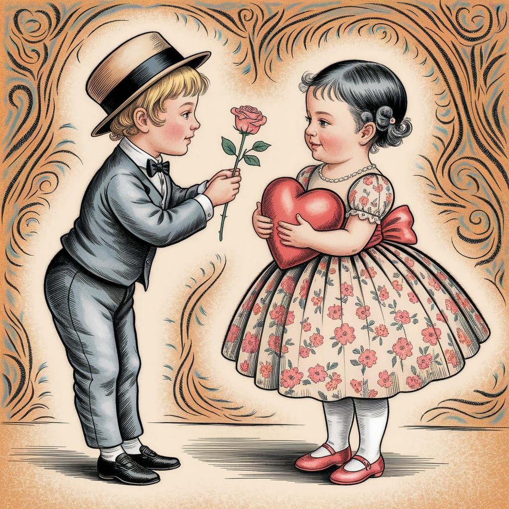 ❤️👧 - 👦🌹