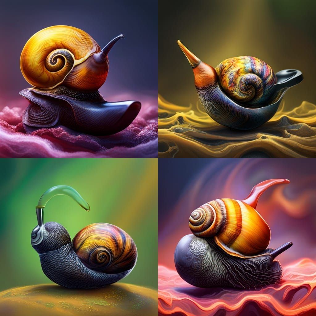 Gold mystery snail smoking pipe