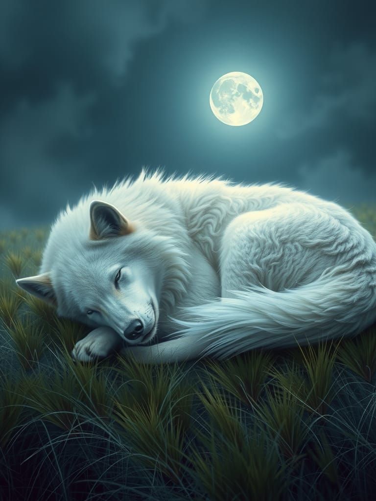 Sleeping White Wolf