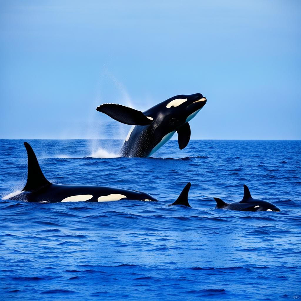 elefante no oceano com baleias orcas