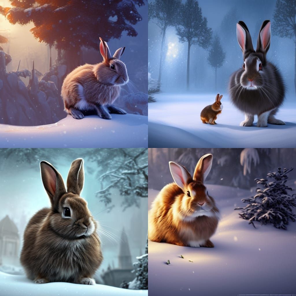 a rabbit in the snow