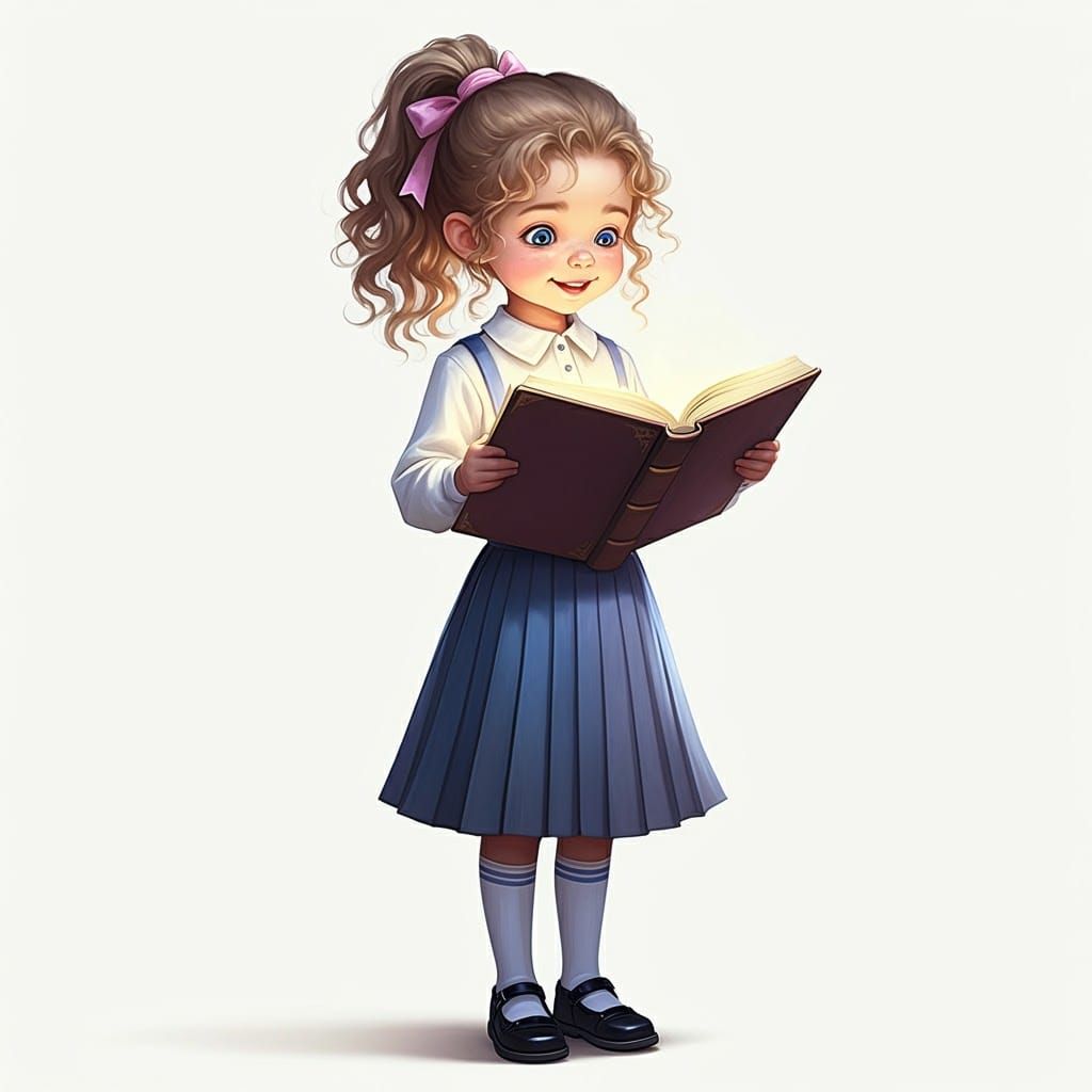 Hyperrealistic Digital Illustration of Girl Reading