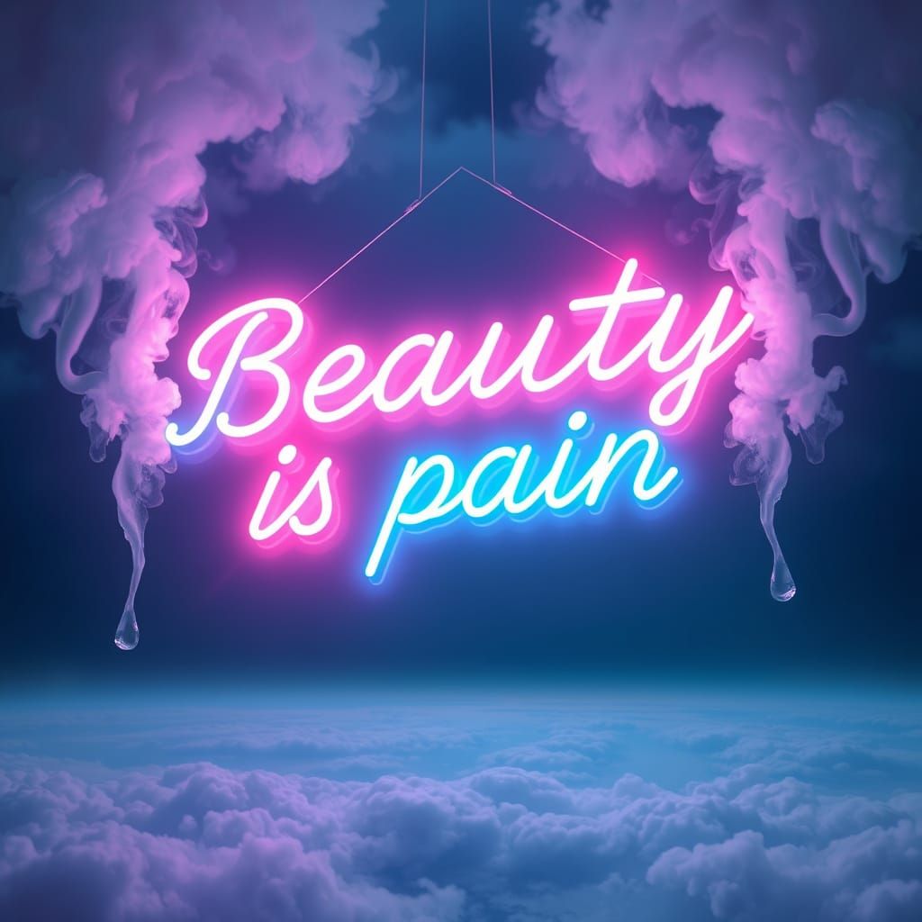 Glowing Neon Sign in Ethereal Atmosphere