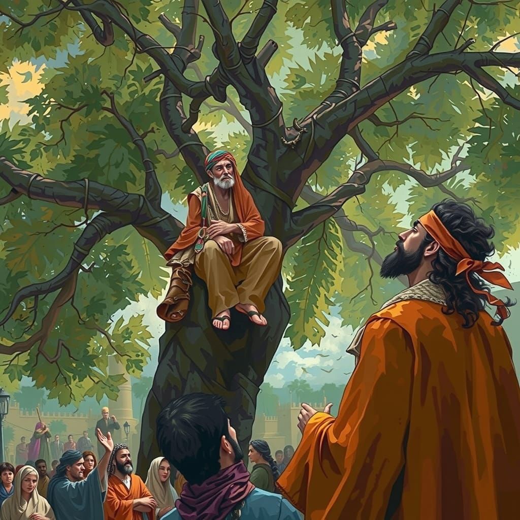 The meeting of Zacchaeus and Jesus  by @Ayotan