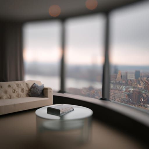 Tilt shift photography, of an Hyper Realistic, Luxury room, ...