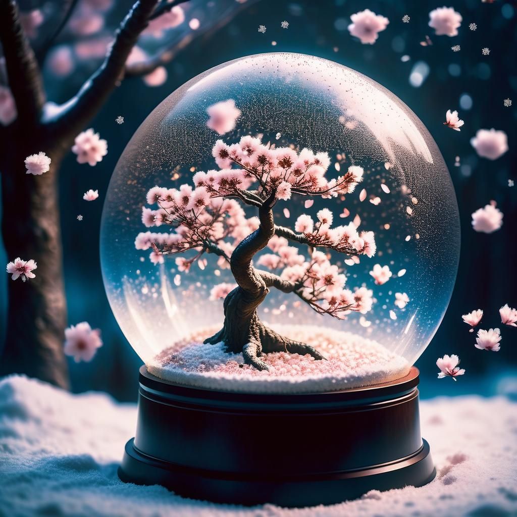 cherry blossom snow globe  by @CreationsByE