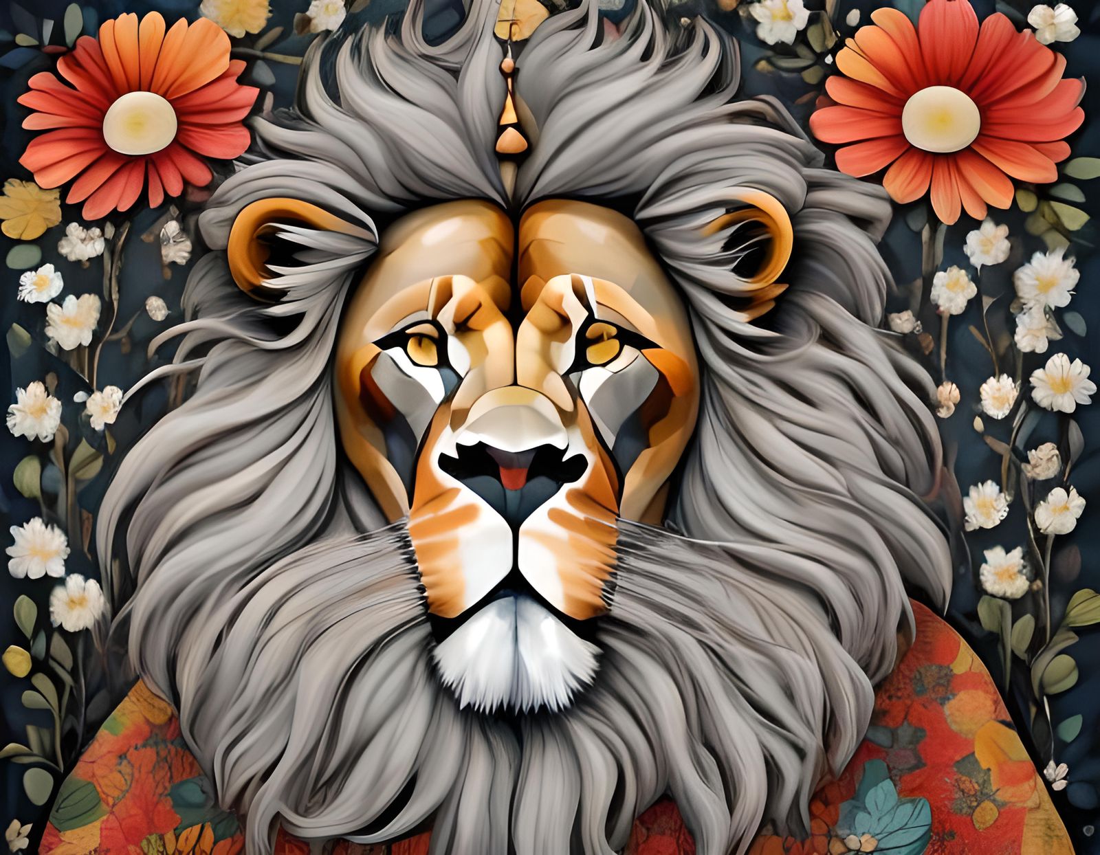  <lora:Autumn Test 1:1.0> lion, flowers