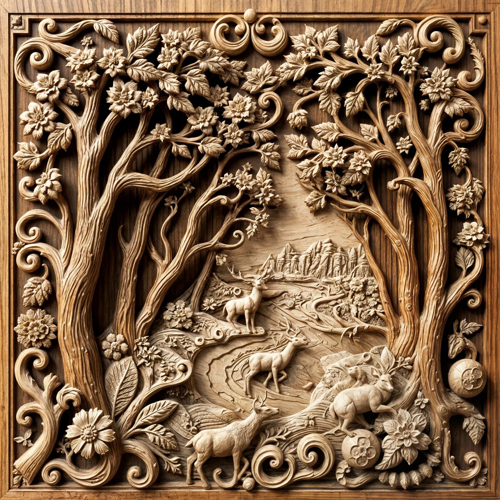Forest Scene Woodcarving   by @Maarten Smeets