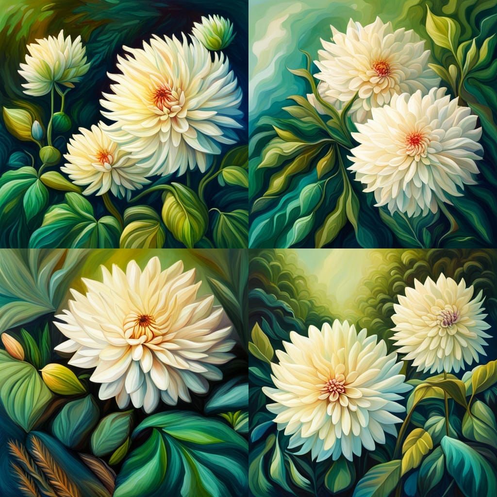 Dreamy Dahlias - AI Generated Artwork - NightCafe Creator