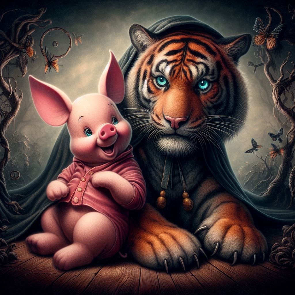 Gothic style piglett and tigger