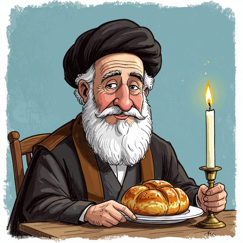 Cartoon-Style Image of Joseph Honoring Shabbat