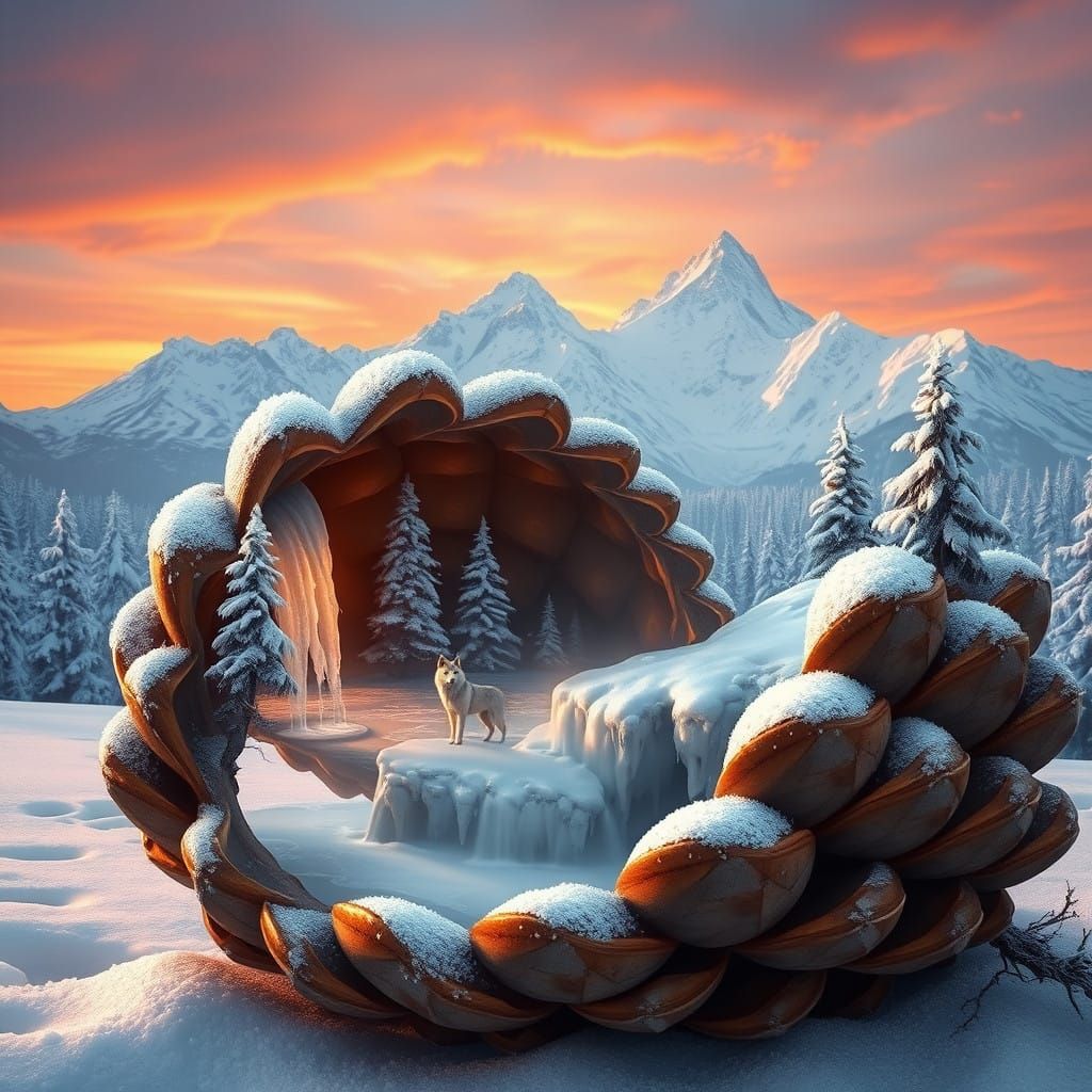 Surreal digital artwork featuring a large pinecone.....  by @Domy