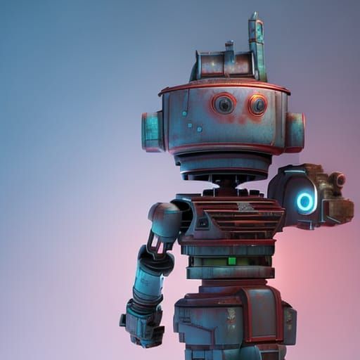 Broken old rusty android robot, Pixar, Disney, concept art, 3d digital ...