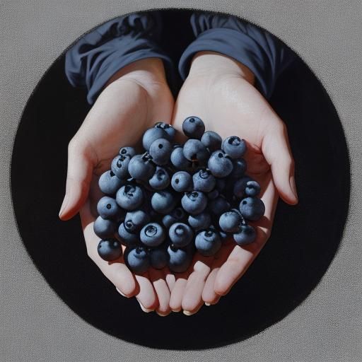 Pretty hands holding out blue berries in their palms, in the...