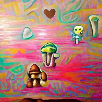 🍄🤖😎💞🤑🍄. acrylic art