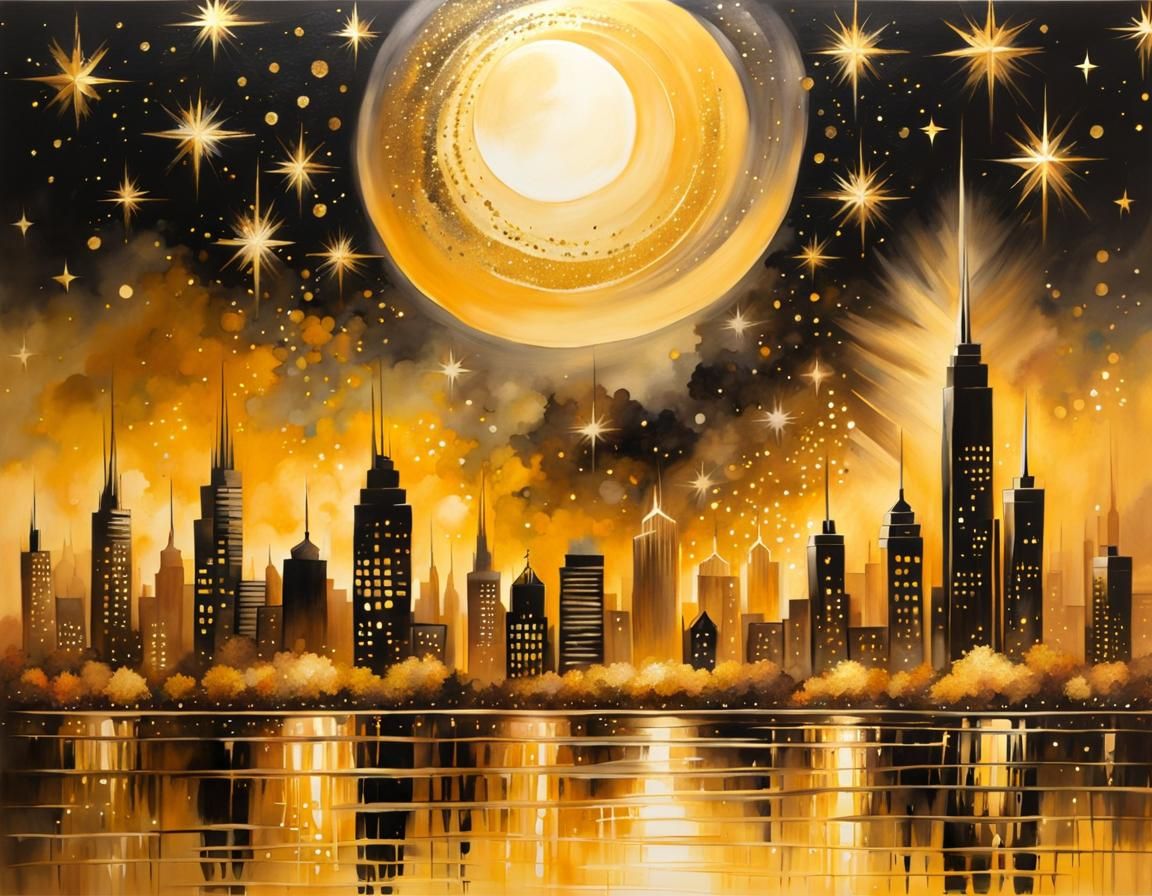 Glowing Golden Cityscape