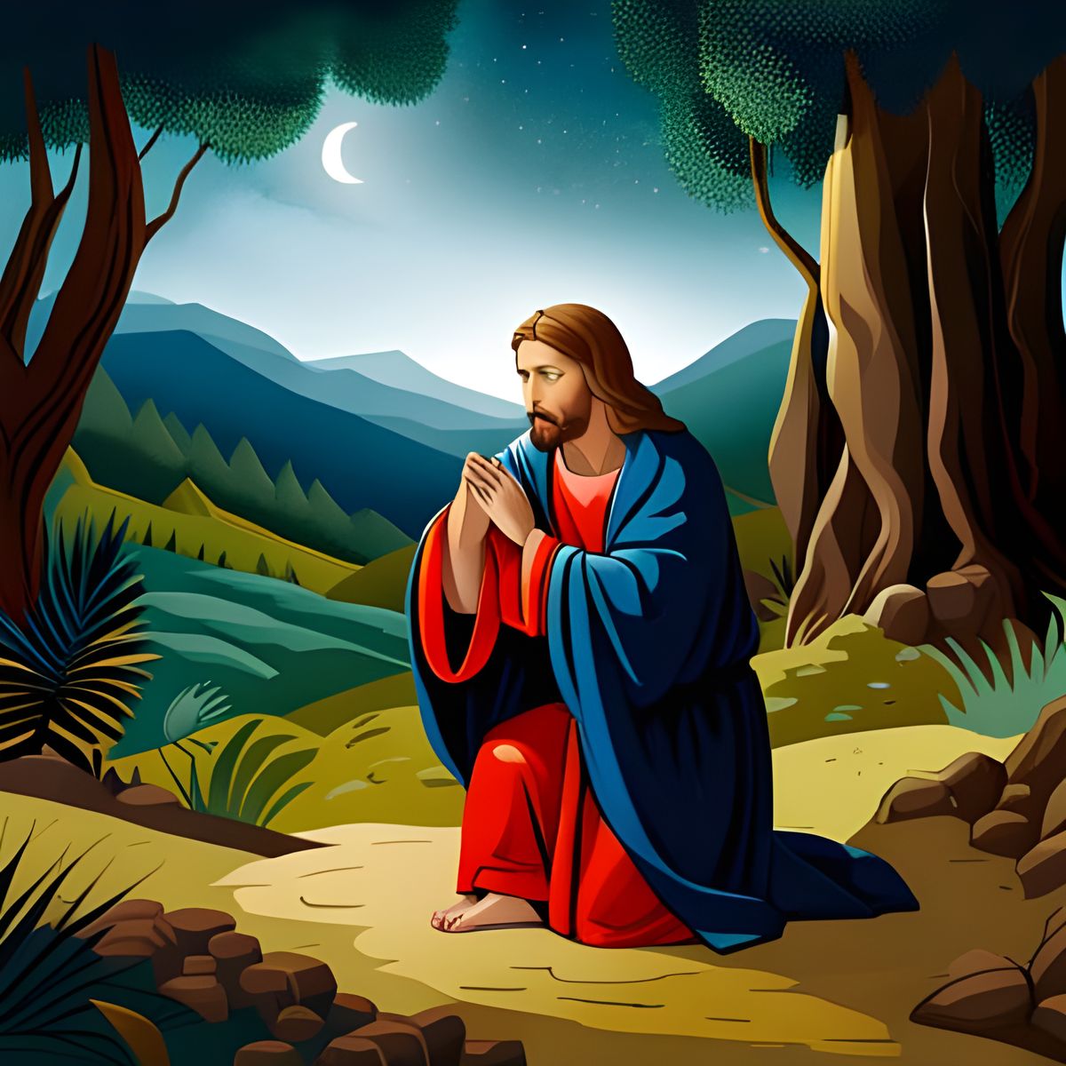 Jesus Praying - AI Generated Artwork - NightCafe Creator