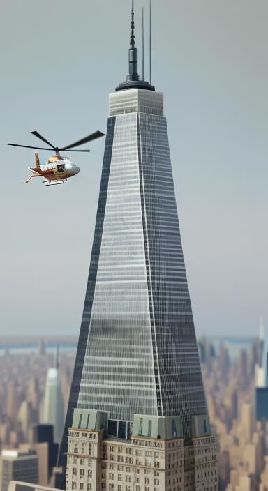 A helicopter taking off from a helipad on top of a New York ...