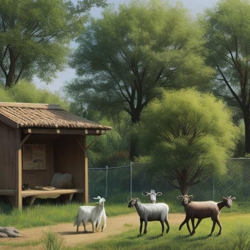 a nature habitat in a zoo  for goats